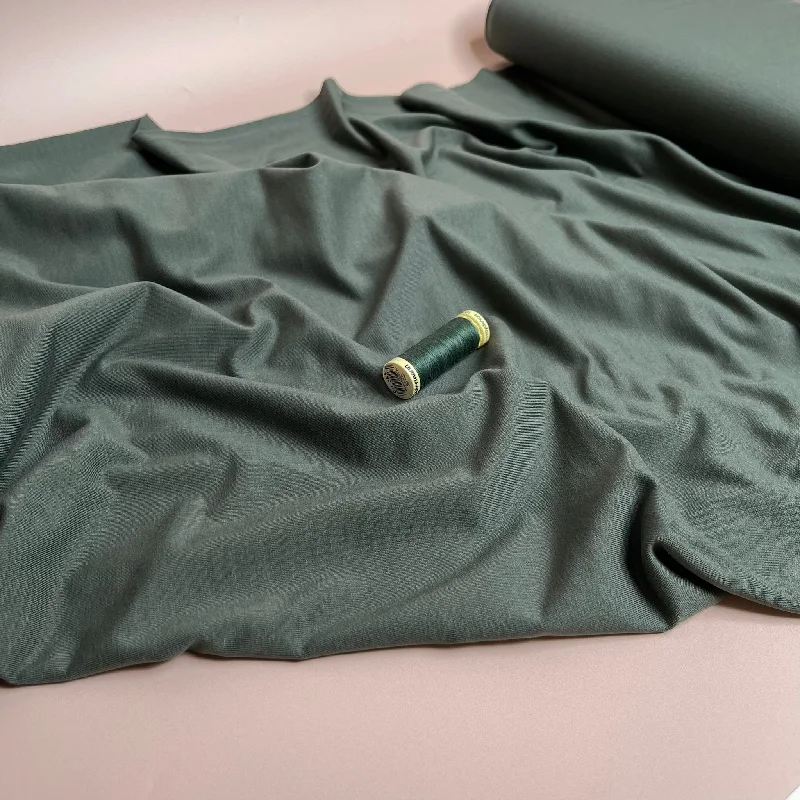 REMNANT 0.94 Metre - Lush in Khaki Jersey Fabric with TENCEL™ Lyocell Fibres Retro Jersey Tee