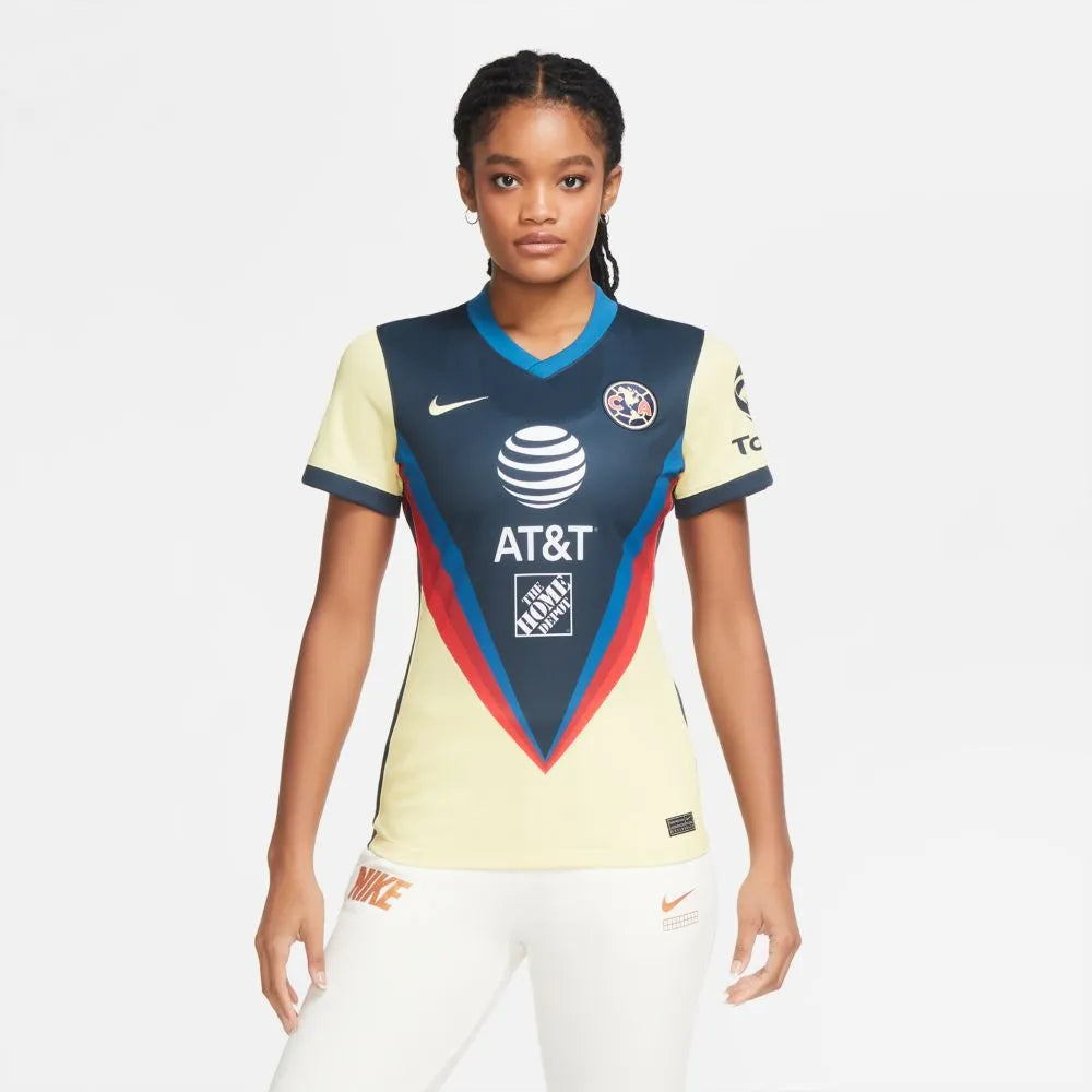 Nike 2020-21 Club America Women Home Jersey - Yellow-Navy Off Shoulder Jersey Top