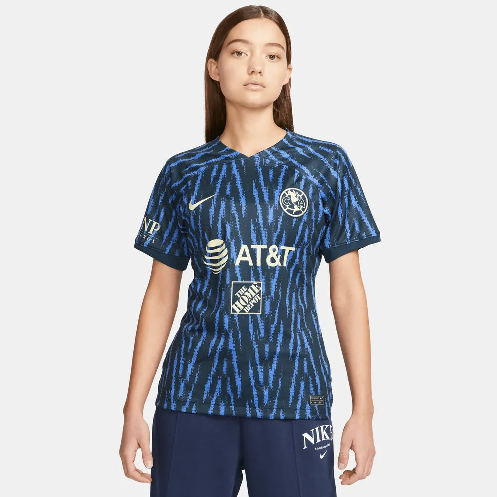 Nike 2022-23 Club America Women's Away Jersey - Armory Navy-Lemon Organic Jersey Tee