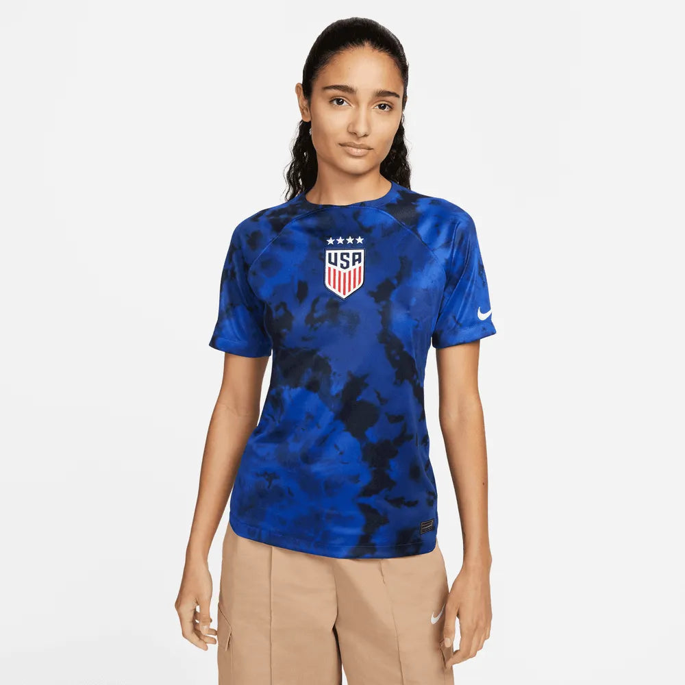 Nike 2022-23 USA Away Women 4 Star Jersey Bright Blue-White Olive Green Jersey Tee