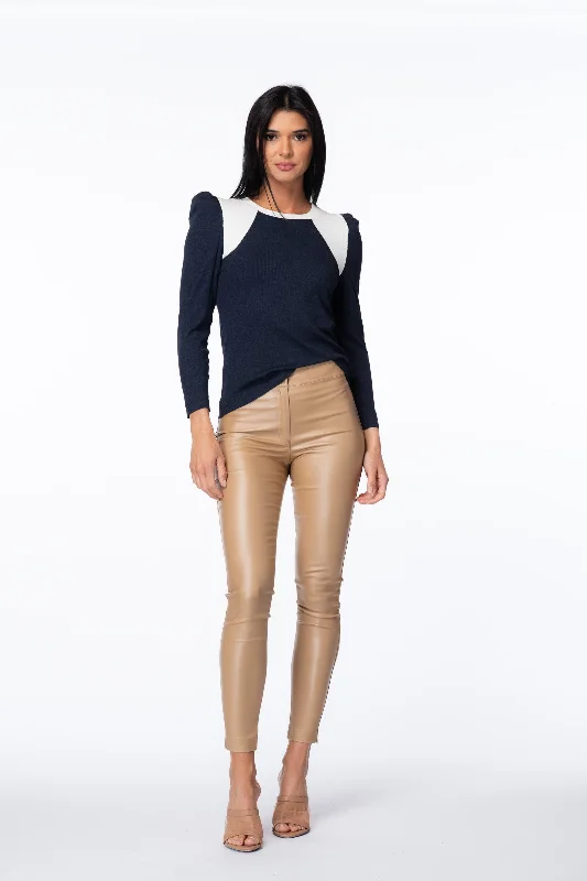 Bolero  Ribbed Jersey Long-Sleeve Top High-End Jersey Tee