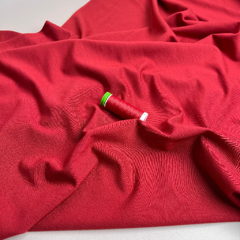 REMNANT 0.50 metre - Lush in Red Jersey Fabric with TENCEL™ Lyocell Fibres Elegant Jersey Shirt