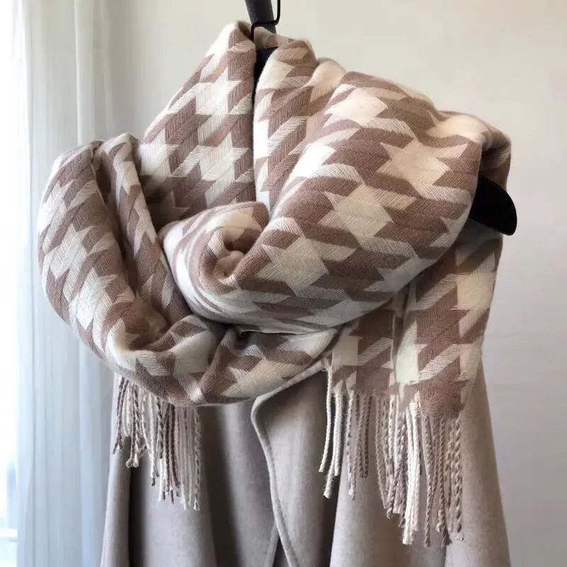 Autumn and Winter Imitation Cashmere Scarf Women's Thick Warm Scarf Houndstooth Temperament Versatile Scarf Shawl Classic Cashmere Shawl Scarf Autumn and Winter Imitation Cashmere Scarf Women's Thick Warm Scarf Houndstooth Temperament Versatile Scarf Shawl Classic Cashmere Shawl Scarf