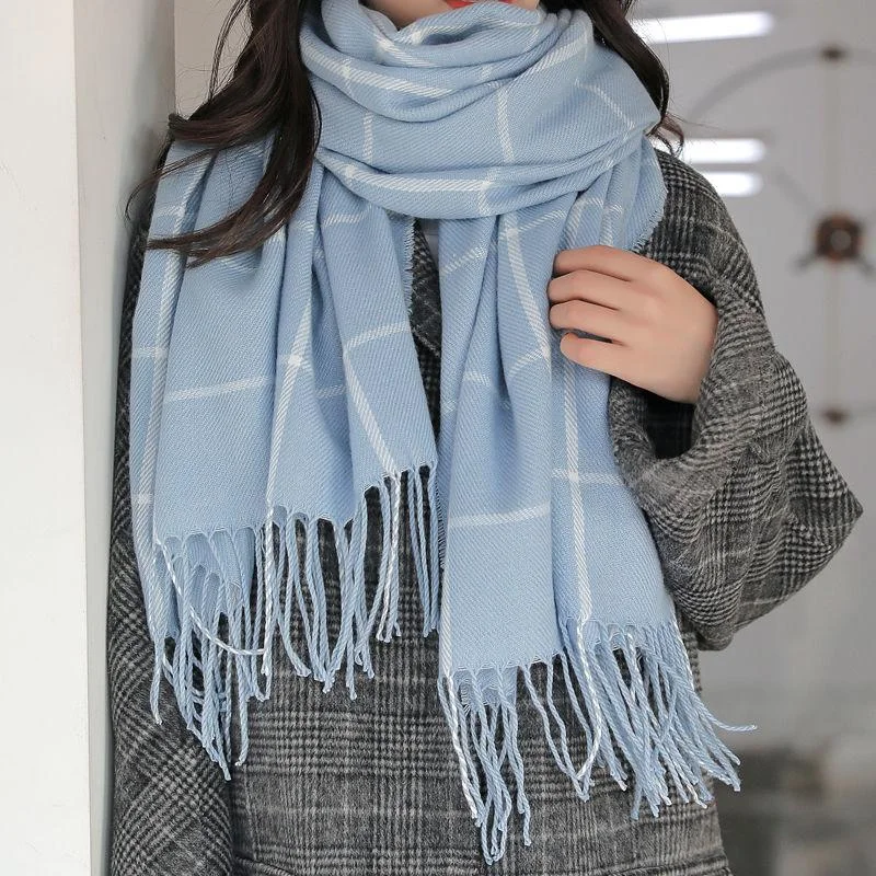 Autumn and Winter Women's Scarf Korean Plaid Scarf Thick Wild Long Scarf Shawl Elegant Silk Shawl Scarf Autumn and Winter Women's Scarf Korean Plaid Scarf Thick Wild Long Scarf Shawl Elegant Silk Shawl Scarf