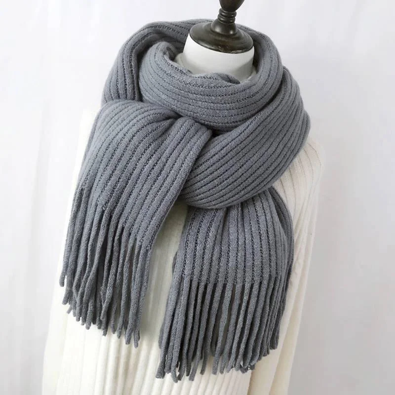 Fashion Long Scarf Shawl Female Autumn and Winter Solid Color Warm Thick Scarf Cozy Chunky Knit Shawl Fashion Long Scarf Shawl Female Autumn and Winter Solid Color Warm Thick Scarf Cozy Chunky Knit Shawl